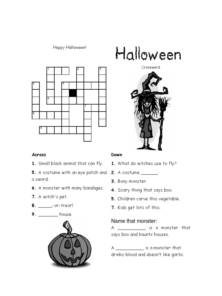 Halloween Crossword Halloween