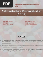 Abbreviated New Drug Application (ANDA) : Department of Pharmaceutical Sciences, MDU