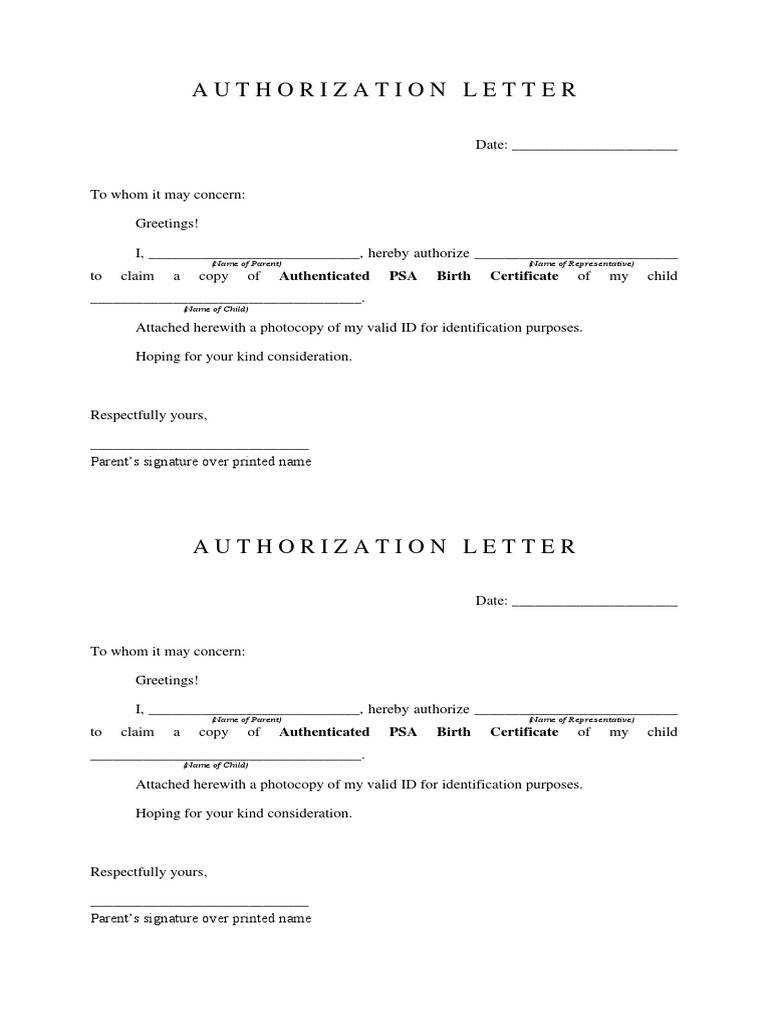 Sample Authorization Letter For Psa Cenomar