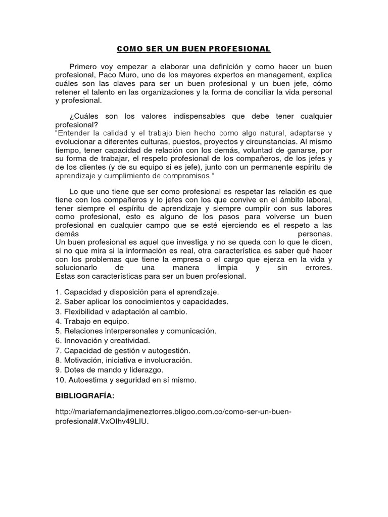 Como Ser Un Buen Profesional | PDF