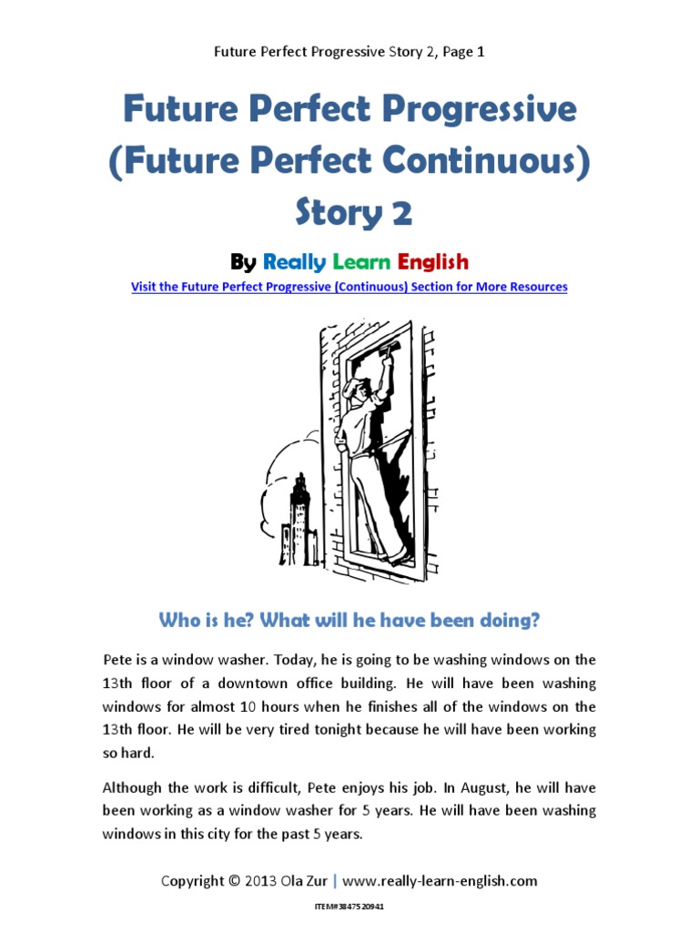 Future Perfect Progressive Story 2 Pdf Question Rules
