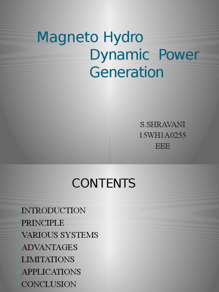 Magneto Hydro Dynamic Power Generation | PDF | Magnetohydrodynamics | Gases