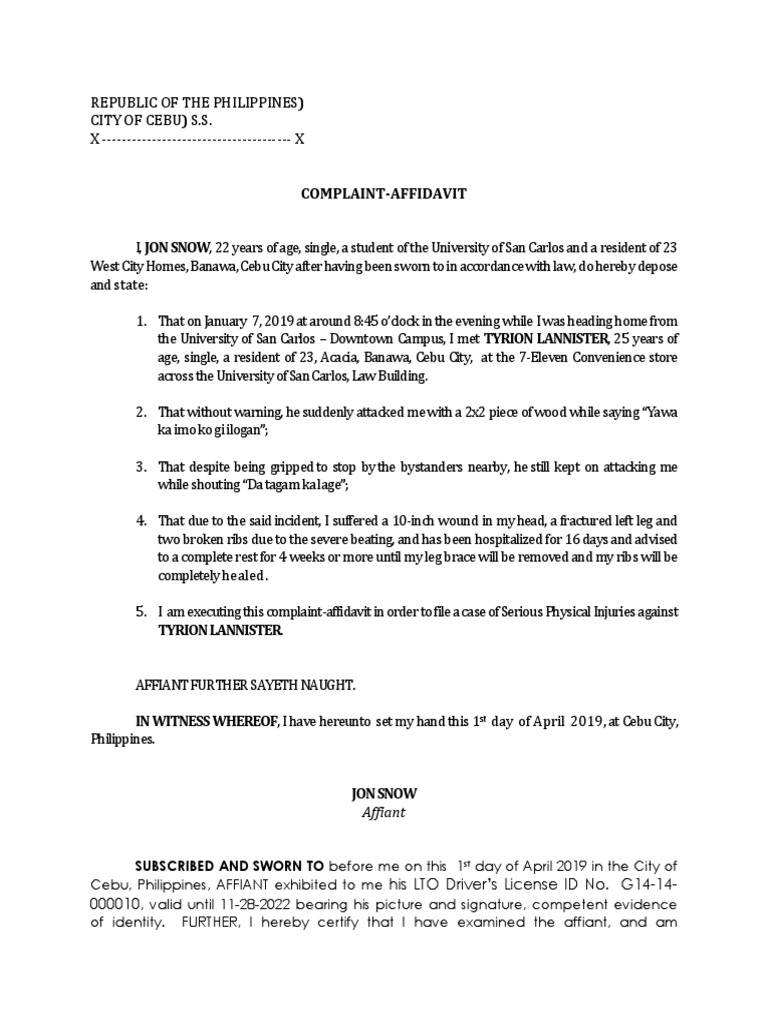 Affidavit Complaint Pdf