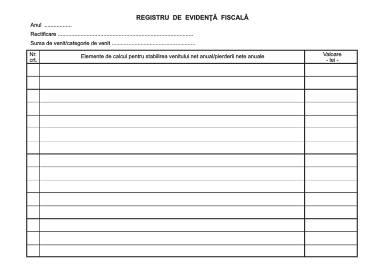Registru De Evidenta Fiscala Pfa Pdf