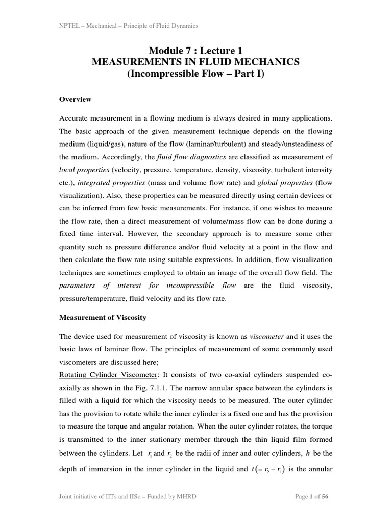 Flow Measuring Devices PDF Flow Measurement Pressure Measurement