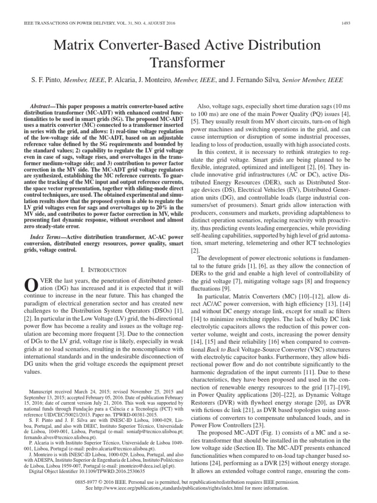 Matrix Converter-Based Active Distribution PDF | PDF | Electrical Grid ...