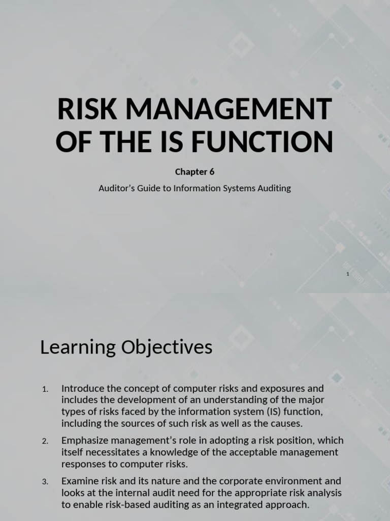 06 Risk Management of The Is Function | PDF | Risk | Audit