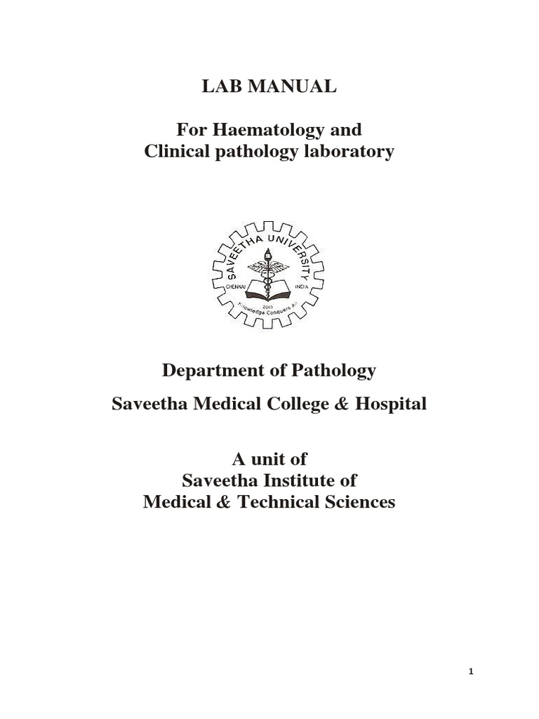 Haematology & Clinical Pathology Manual | PDF | Medical Laboratory ...
