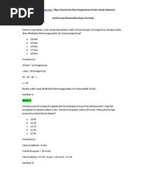 Unduh Contoh Soal Matematika Dasar Dan Pembahasannya Untuk Tes Kerja Penjelasan Dikdasmen