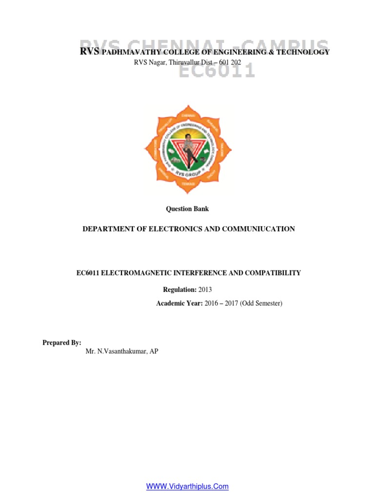 EMI and EMC Question Bank for EC6011 | PDF | Electromagnetic ...