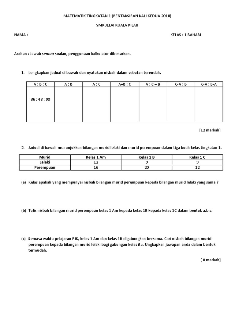 Matematik Tingkatan 1 Pdf