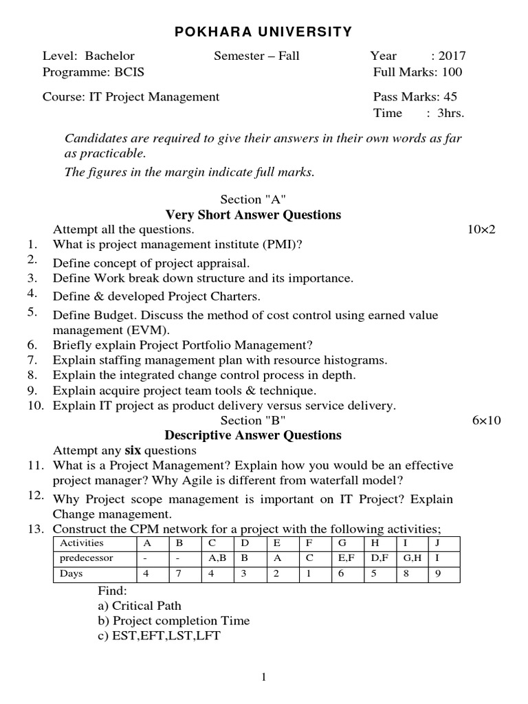 It Project Management Pdf Project Management Business