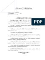 Affidavit of Loss of GSIS Policy