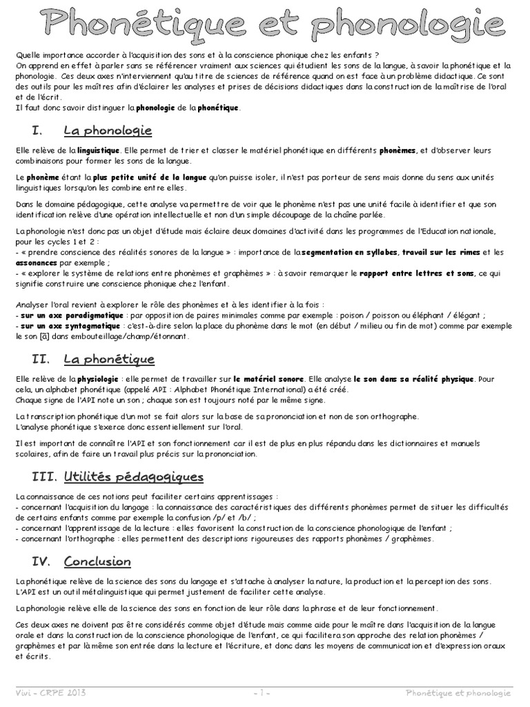 Difference Entre Phonetique Et Phonologie Phonologie Linguistique