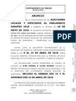Exposicion Censo Electoral para Reclamaciones