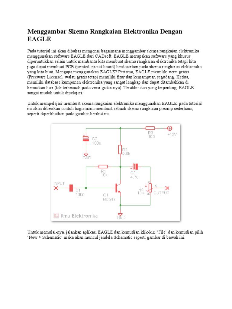 Menggambar Skema Rangkaian Elektronika Dan PCB Dengan EAGLE | PDF