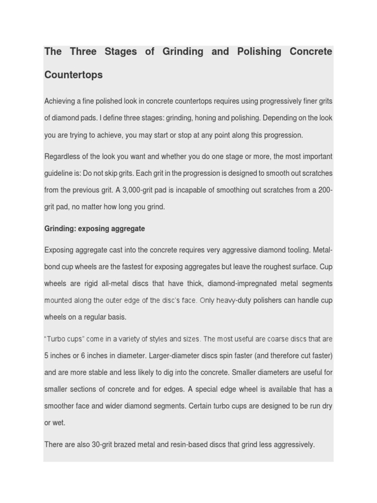 The Three Stages of Grinding Concrete PDF Grinding (Abrasive