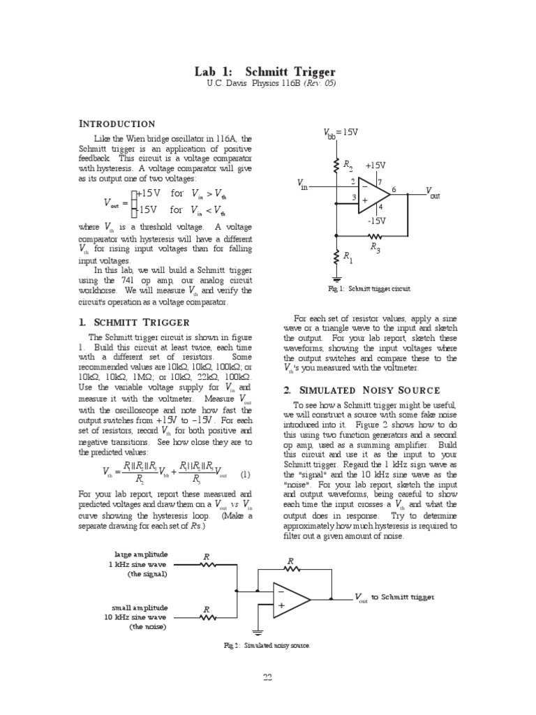 Schmitt Trigger Lab Guide | PDF | Amplifier | Electronic Circuits