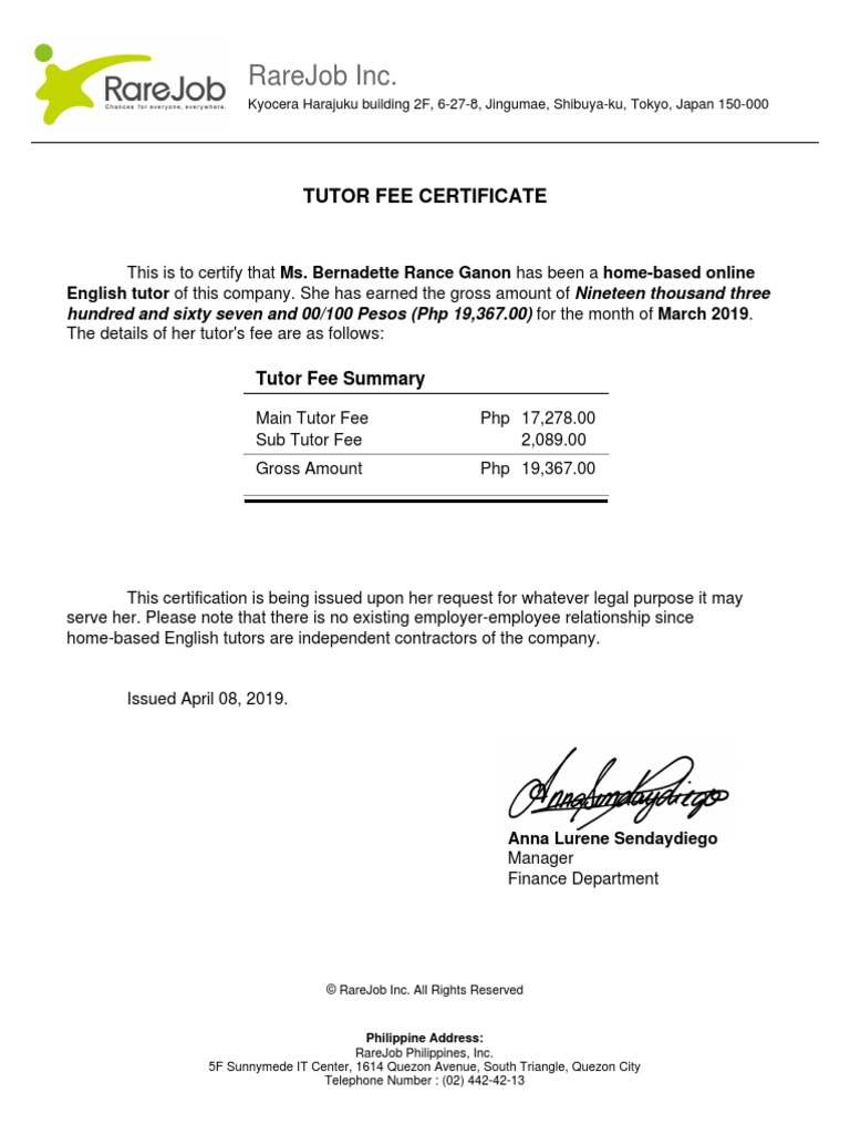 Tutor Fee | PDF