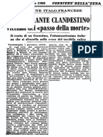 Un Emigrante Clandestino Vittima Del Passo Della Morte (Corriere Della Sera 1962)