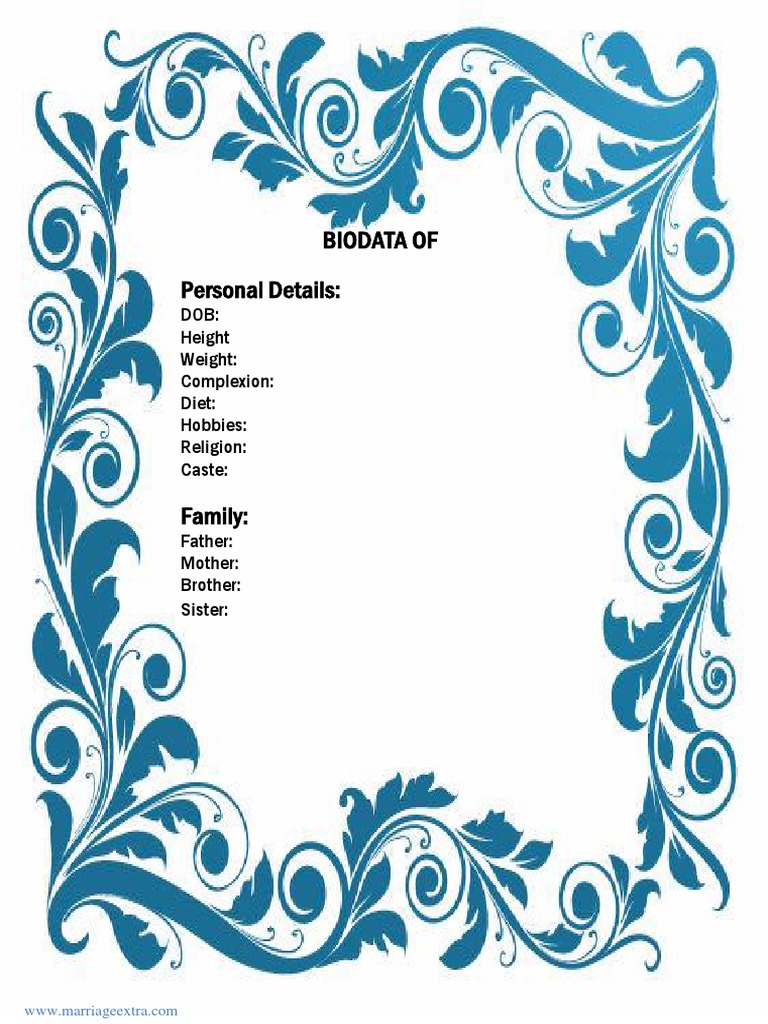 Biodata For Marriage - Floral Format | PDF