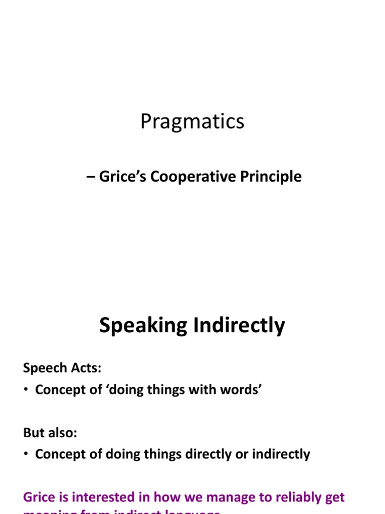 Pragmatics Grice's Cooperative Principle PDF Logic Communication