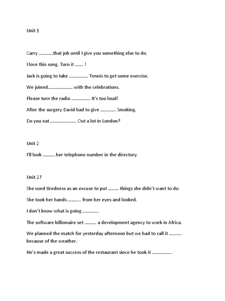 B1 Phrasal Verbs Practice Exercises | PDF