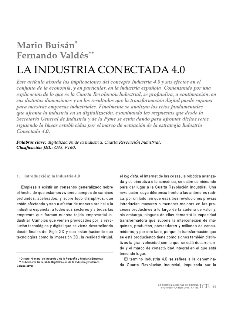 Impacto de la Industria 4.0 en España | PDF | Industrias | Internet de ...