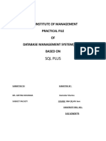 SQL Plus: Dav Institute of Management Practical File OF Database Management System (DBMS) Based On