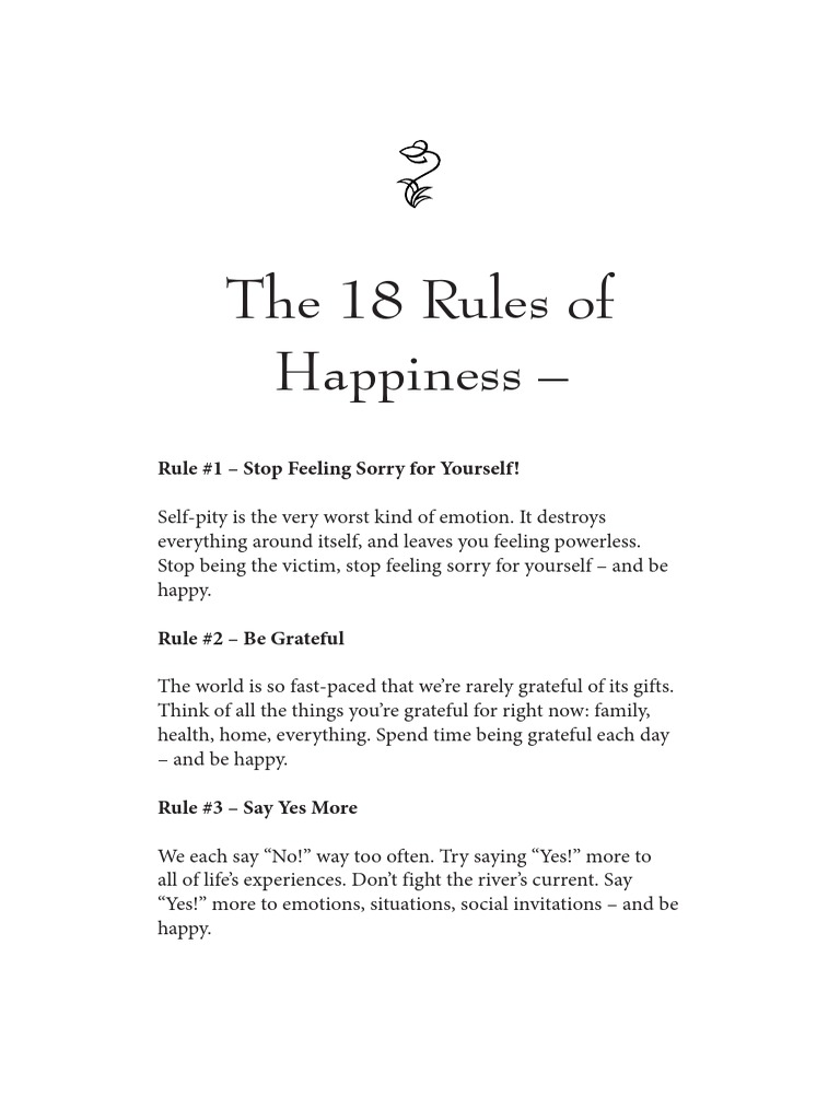 The 18 Rules of Happiness PDF PDF Feeling Happiness