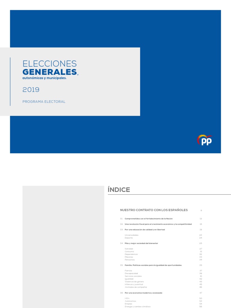 Programa Electoral del PP 2019 | PDF | Nación | España