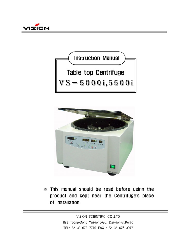 Vision Scientific VS-5000i/5500i Manual | PDF | Centrifuge | Acceleration