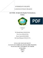 LECTURE: DR - Hj.Farida Repelita Wati Kembaren, M.Hum.: Intermediate Speaking Influences of Public Speaking