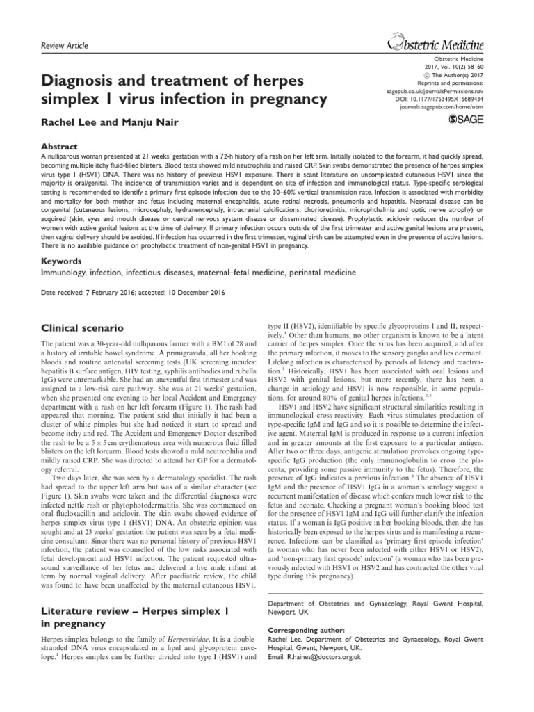 Herpes in Pregnancy PDF Herpes Simplex Childbirth