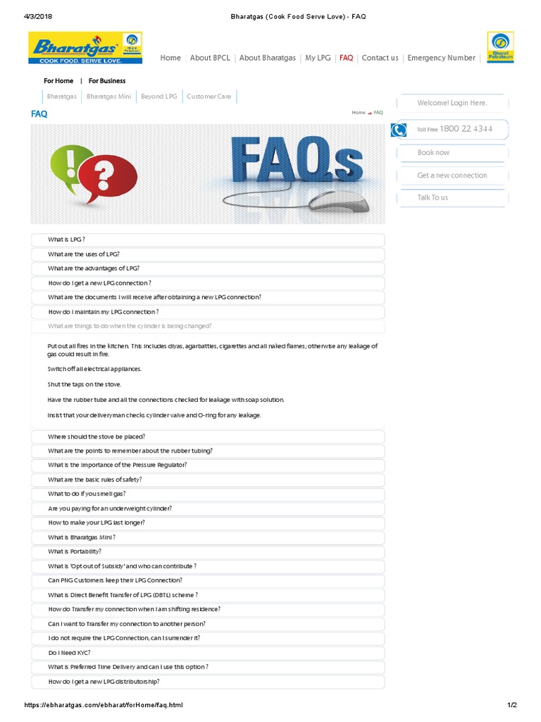 Bharatgas (Cook Food Serve Love) FAQ1 PDF PDF Liquefied Petroleum Gas Nature