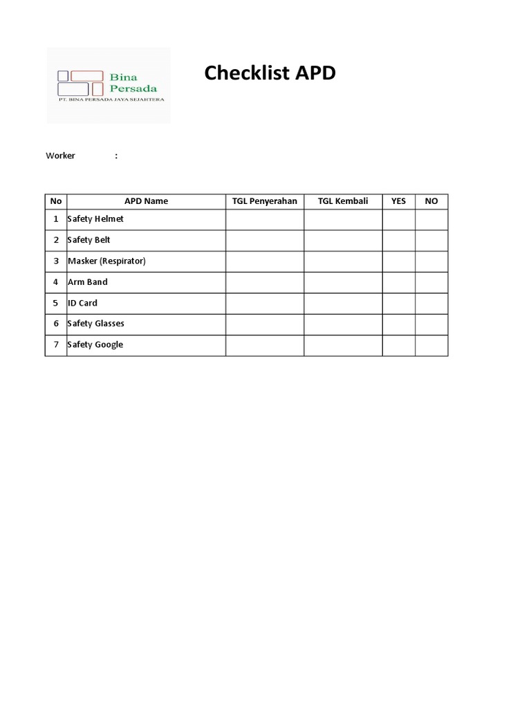 APD Safety Equipment Checklist | PDF