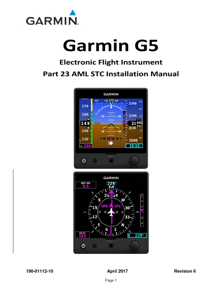 Garmin G5 install manual.pdf | Equipment | Aerospace Engineering
