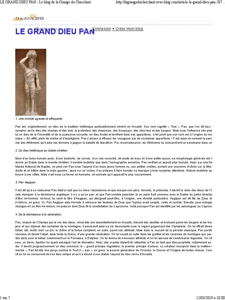 Le Grand Dieu Pan Zeus Apollo - 
