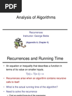 Analysis of Algorithms: Recurrences Instructor: George Bebis