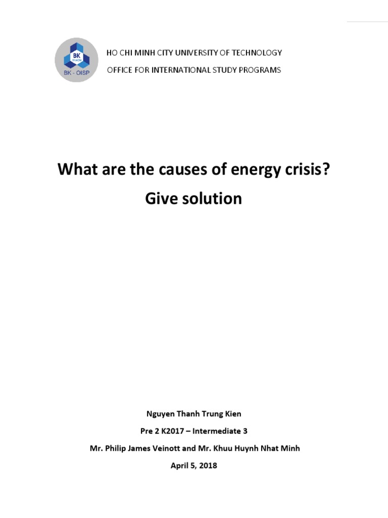Causes and Solutions for Energy Crisis | PDF | Energy Crisis ...