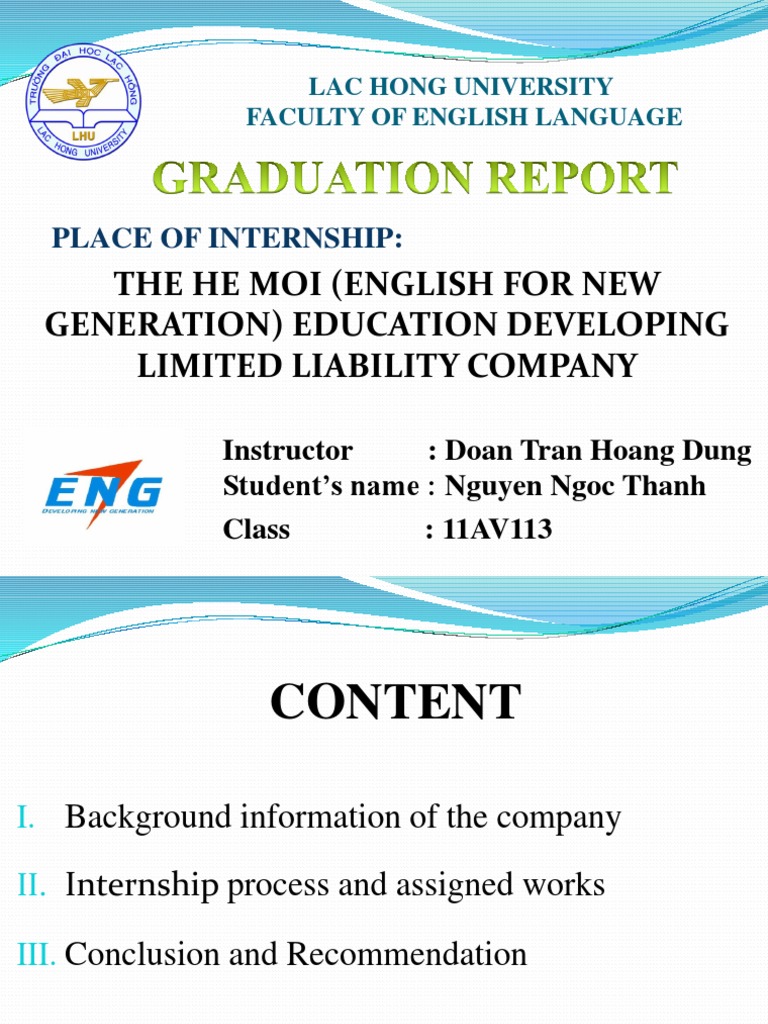 Internship Report at The He Moi Company | PDF | Change | Behavior ...