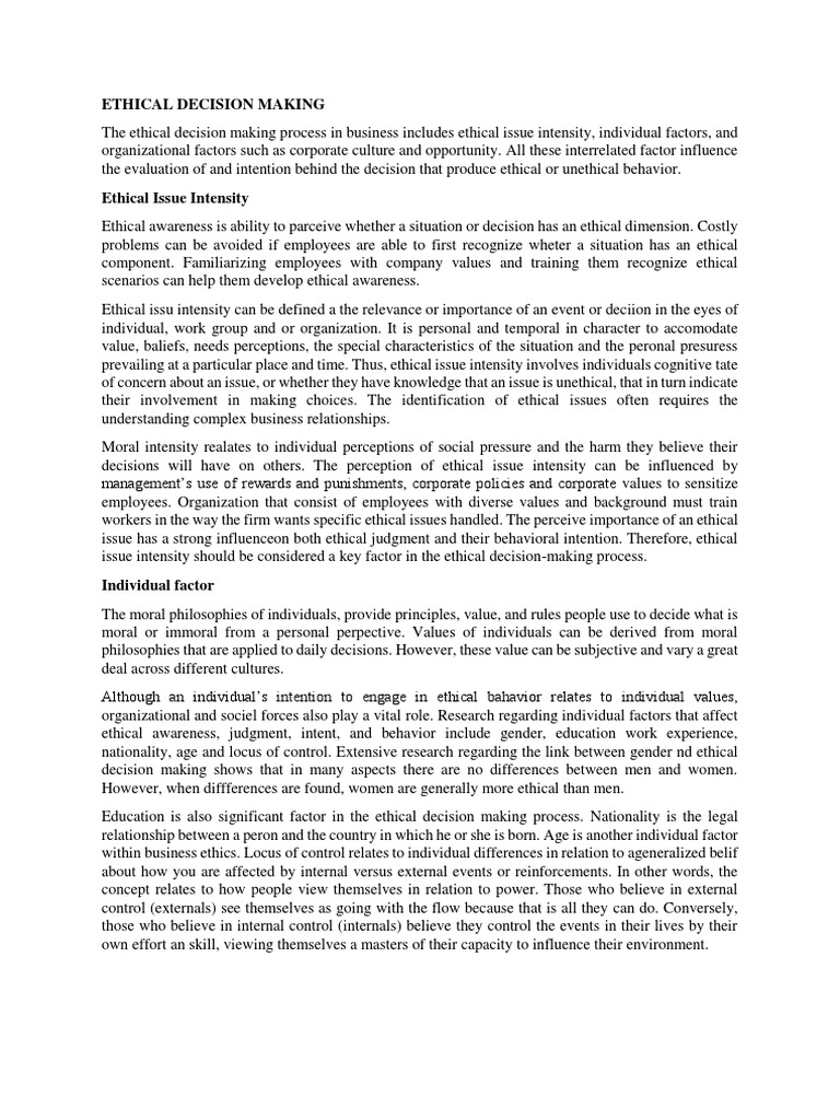 Chapter 5 Ethical Decision Making | PDF | Value (Ethics) | Decision Making