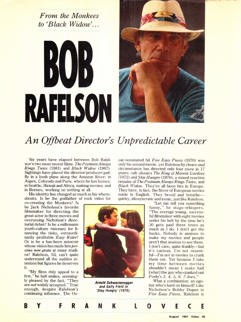 Bob Rafelson Interview (Magazine Feature) | PDF | Entertainment | Leisure