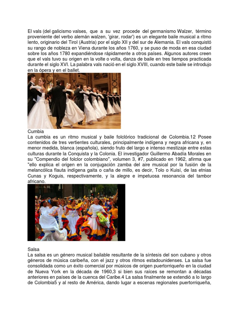Historia y Tipos de Bailes Latinos | PDF | Bailes | Valses