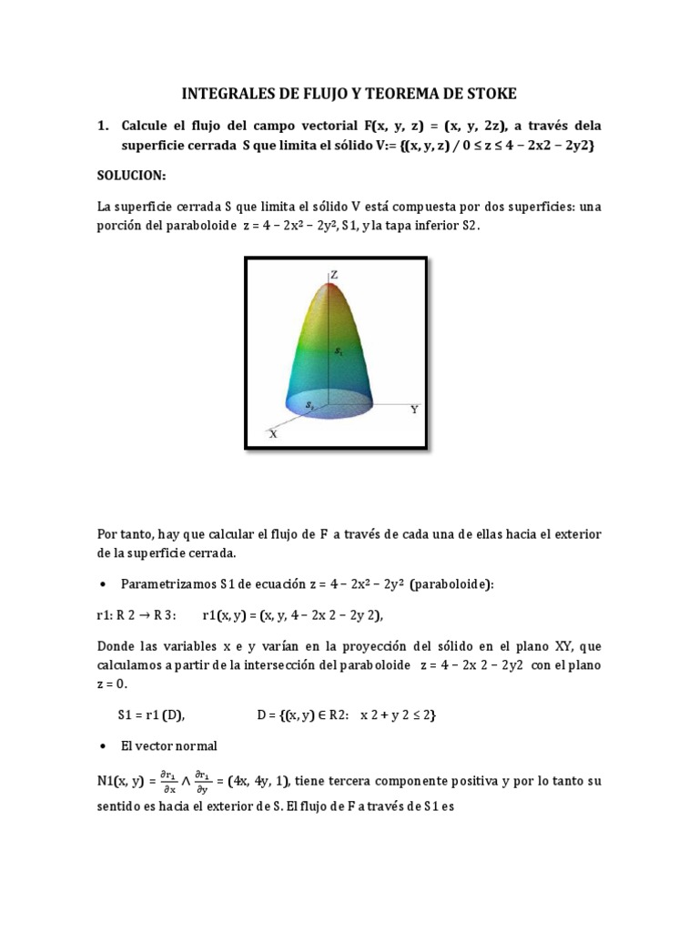 Integrales De Flujo Y Teorema De Stoke Terminado Pdf Integral Curva