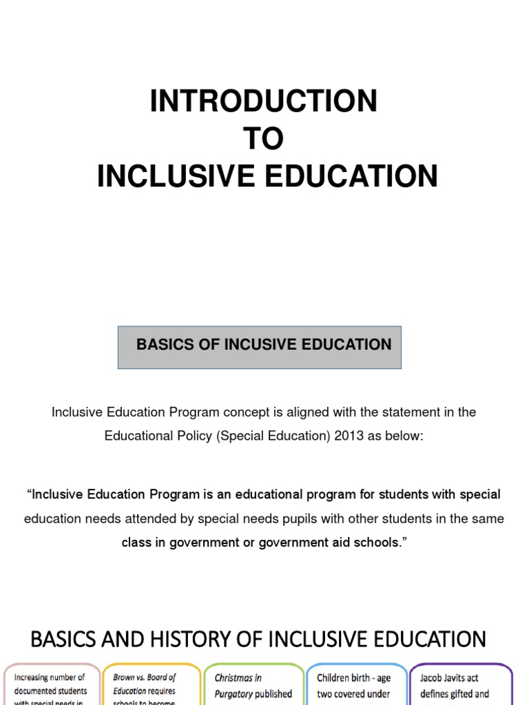 Overview of Inclusive Education History | PDF | Special Education ...