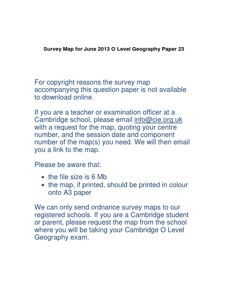 Survey Map For June 2013 O Level Geography Paper 23 PDF | PDF