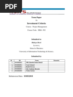 Project Investment Criteria