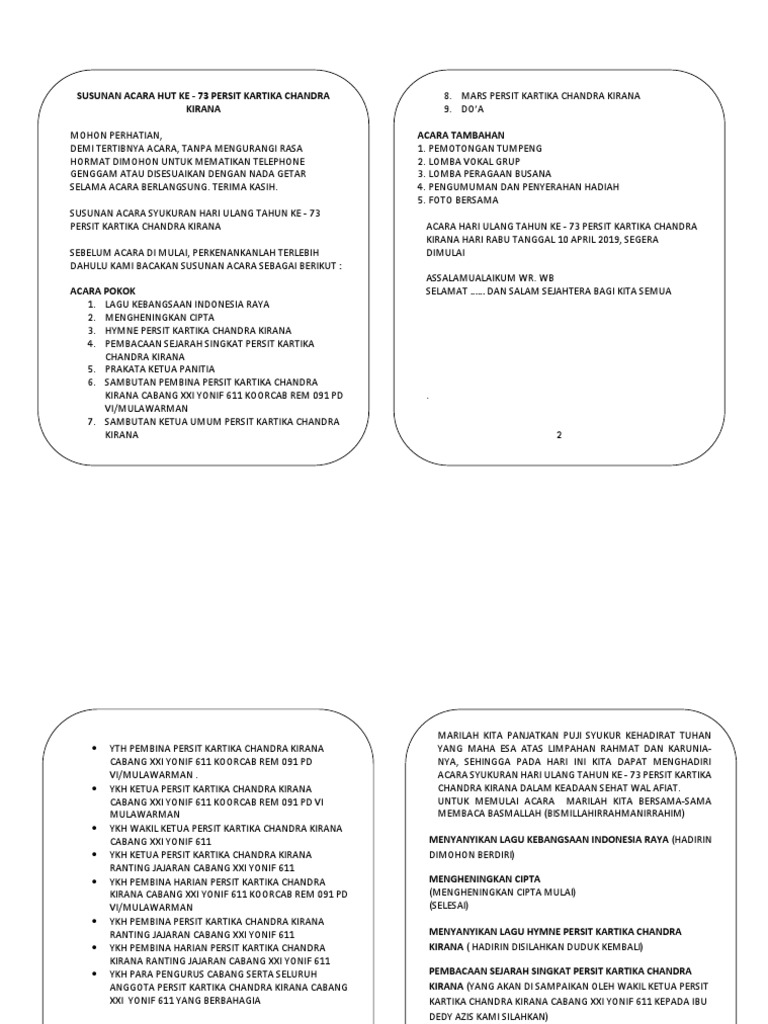 Susunan Acara Hut Persit Ke 73 Salinan