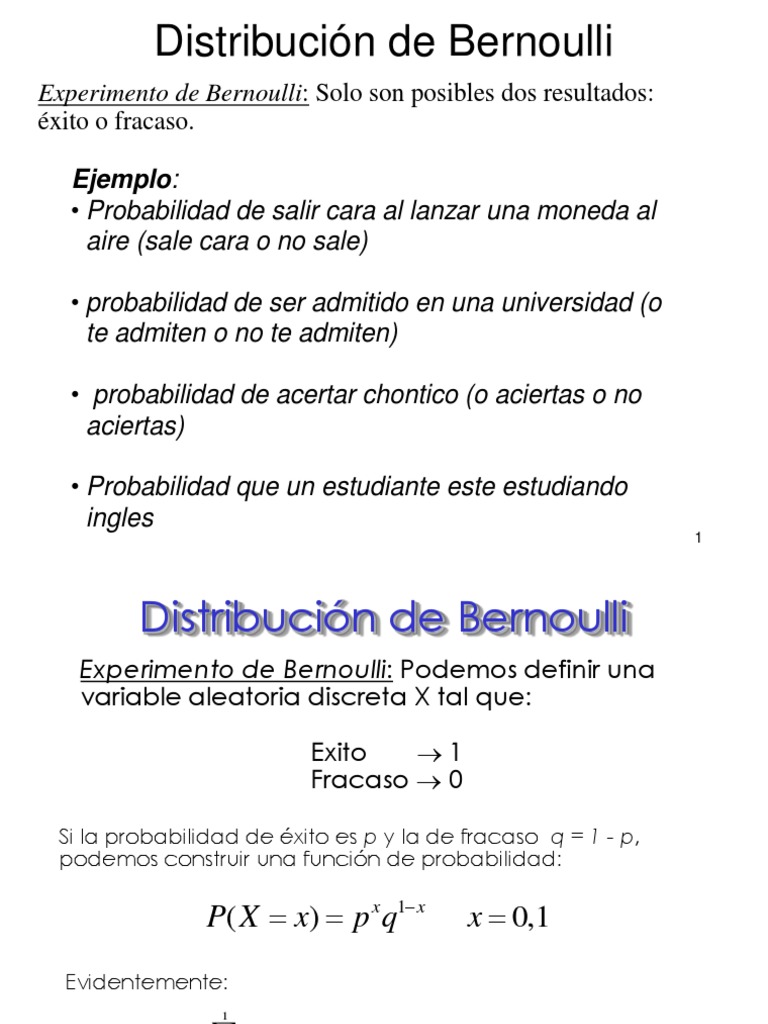 Distribución de Bernoulli y Ejemplos | PDF | Distribución de ...